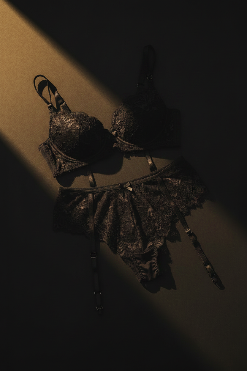 Onyx Midnight Garter Set - Black