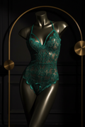 The Emerald Ivy Velvet Bodysuit - Green